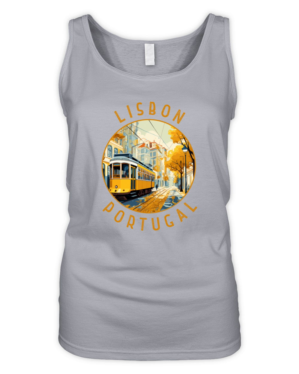 Lisbon Portugal Yellow Tram Retro Distressed Organic Women's Tank Top