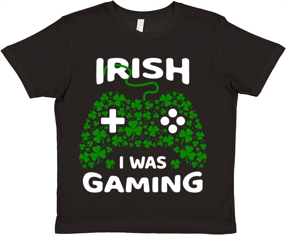 Irish I Was Gaming Funny St Patricks Day Gamer Premium Kids Crewneck T-shirt