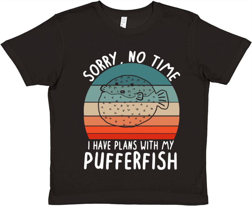 No Time Plans With Puffer Fish Vintage Saying Premium Kids Crewneck T-shirt