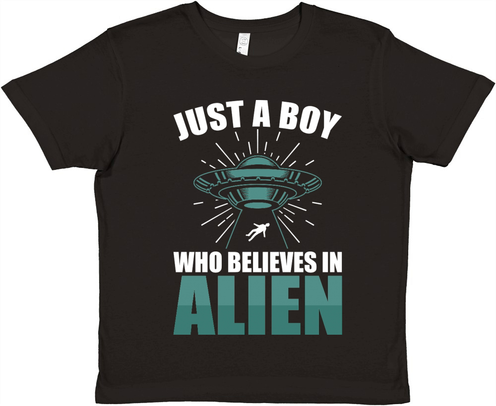 Vintage UFO Alien Just A Boy Who Believes In Alien 3 Premium Kids Crewneck T-shirt