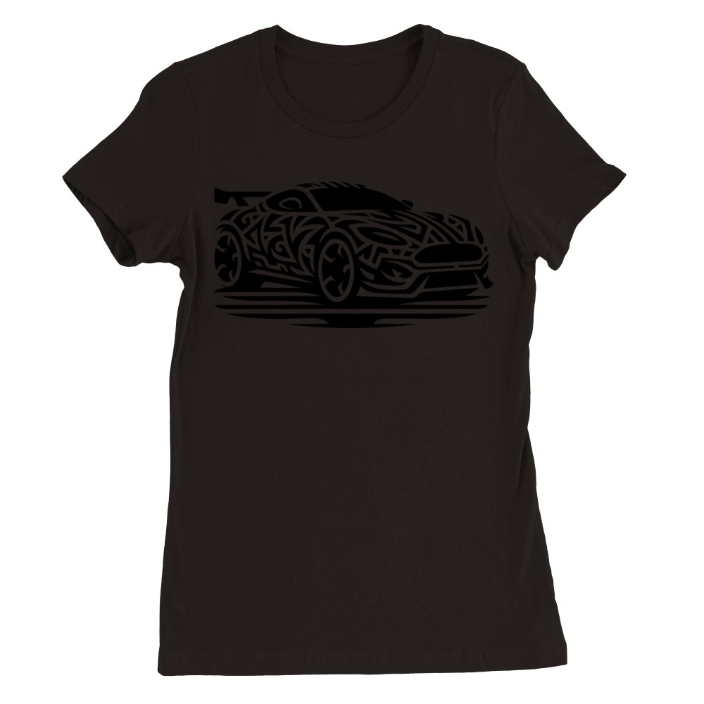 Racy Cool Sports Car In Tribal Tattoo Style Premium Womens Crewneck T-shirt