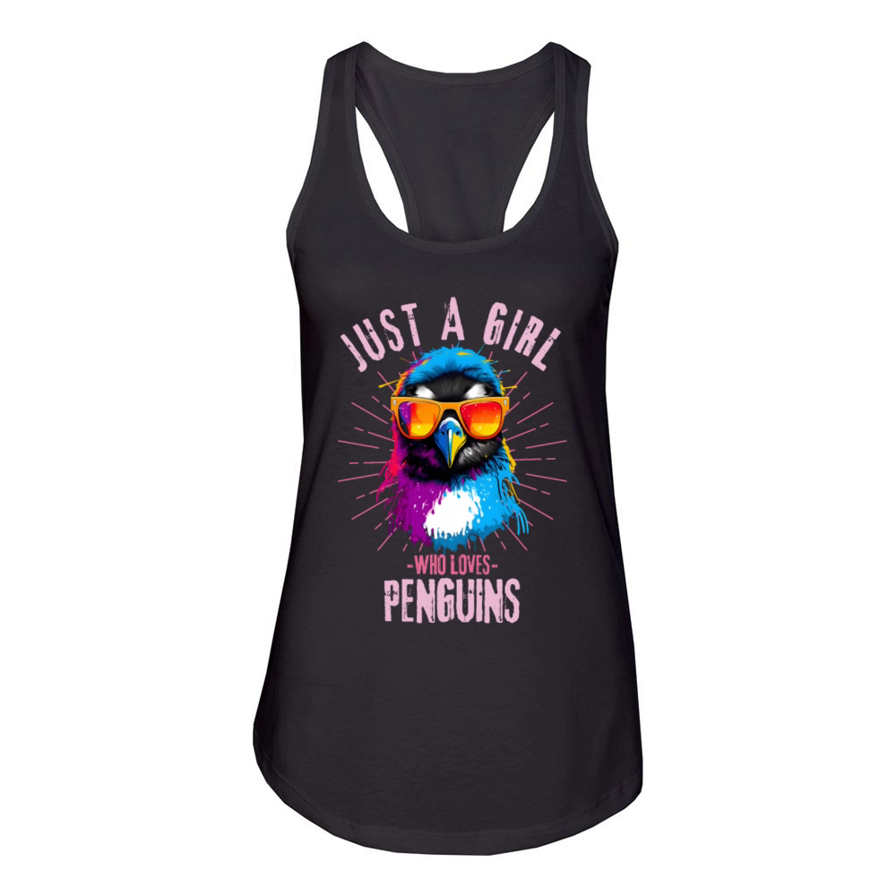 Colorful Penguin with sunglasses Women's Racerback Tank