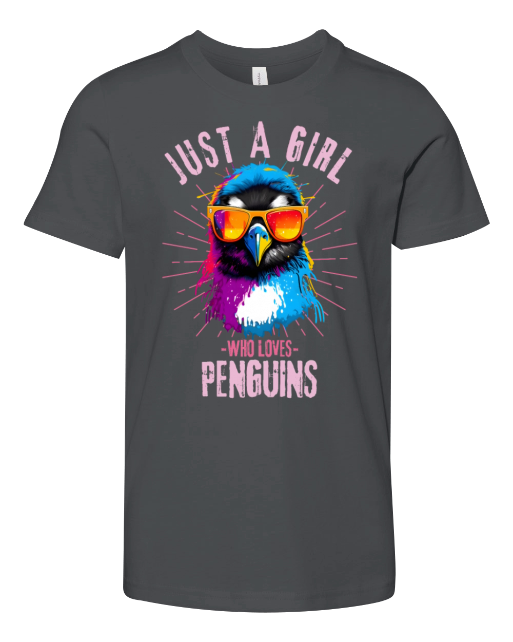 Colorful Penguin with sunglasses Youth Unisex Jersey Tee