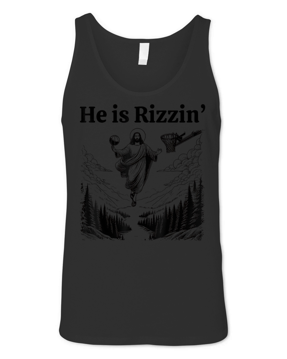 He Is Rizzin Funny Basketball Jesus Christian Unisex Jersey Tank