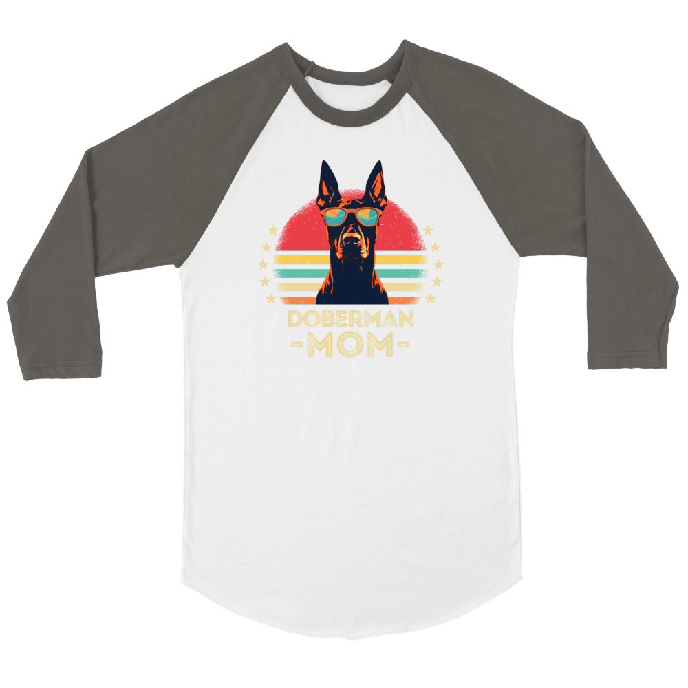 Doberman with sunglasses retro Unisex ¾ sleeve Raglan T-shirt
