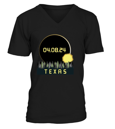 Texas Total Solar Eclipse 2024 V-Neck T-shirt