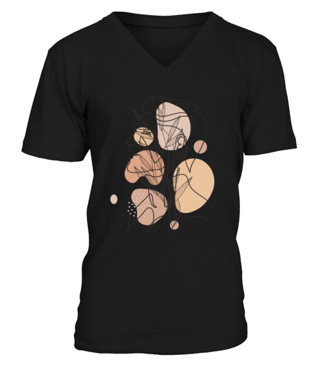 Women s Faces Lines Art V-Neck T-shirt