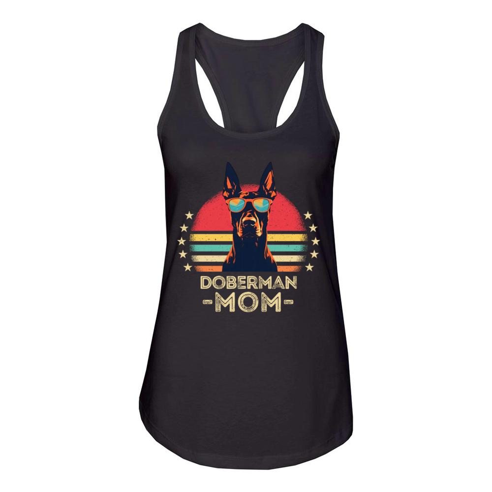 Doberman with sunglasses retro Women's Racerback Tank