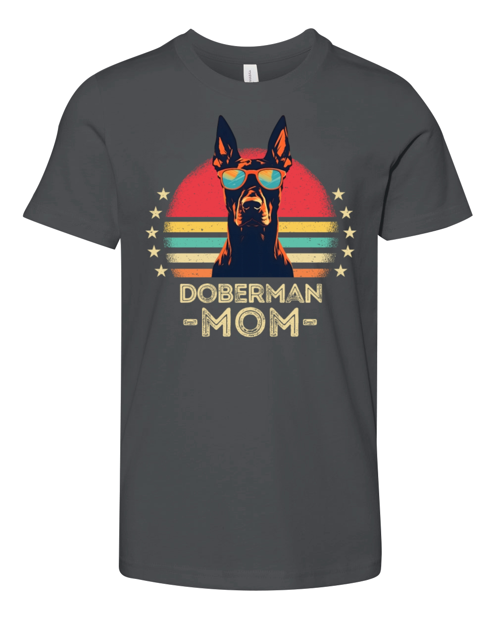 Doberman with sunglasses retro Youth Unisex Jersey Tee