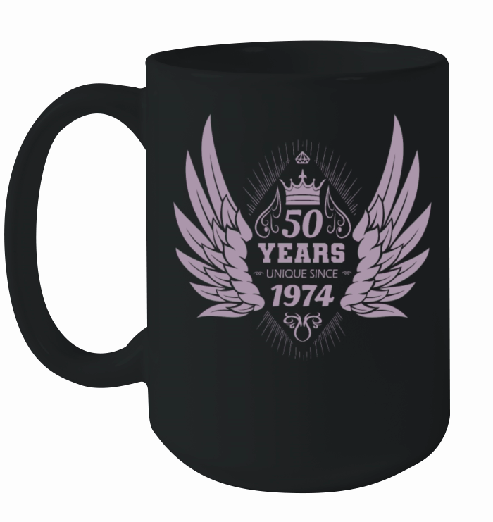 50th birthday vintage 1974 angel wings Ceramic Mug