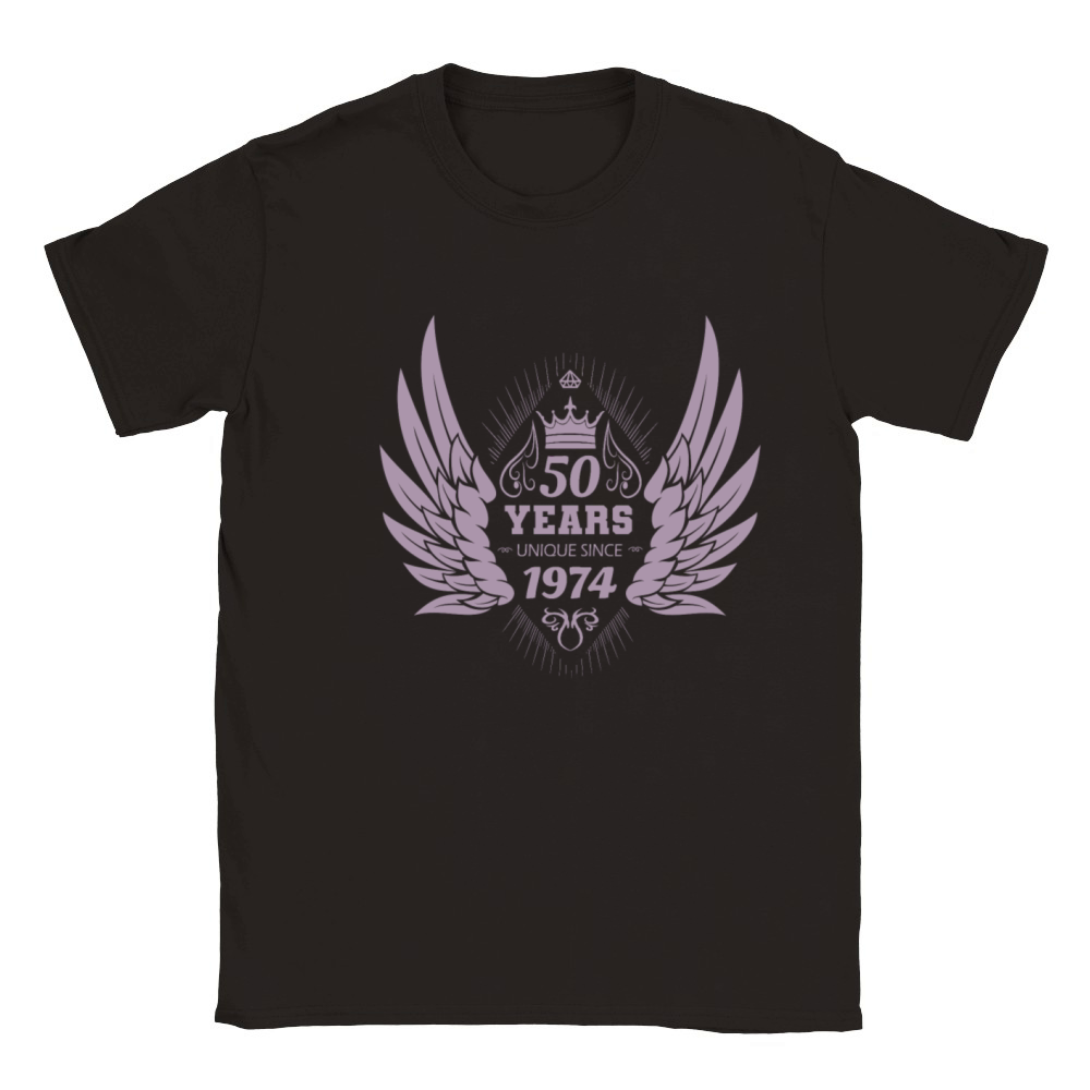 50th birthday vintage 1974 angel wings Classic Kids Crewneck T-shirt