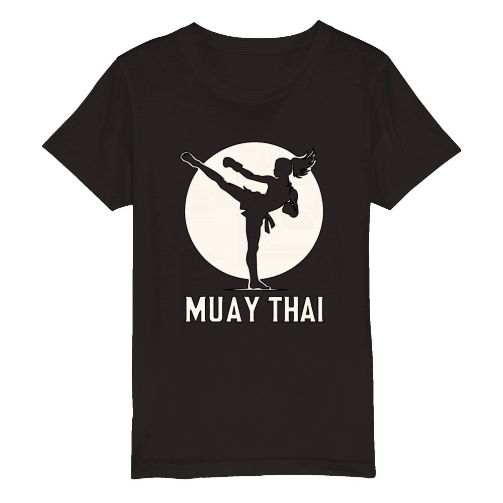 Muay Thai Woman Organic Kids Crewneck T-shirt