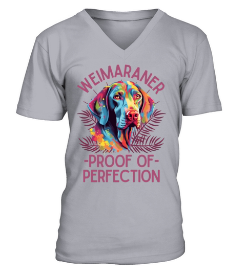 Colorful Weimaraner V-Neck T-shirt