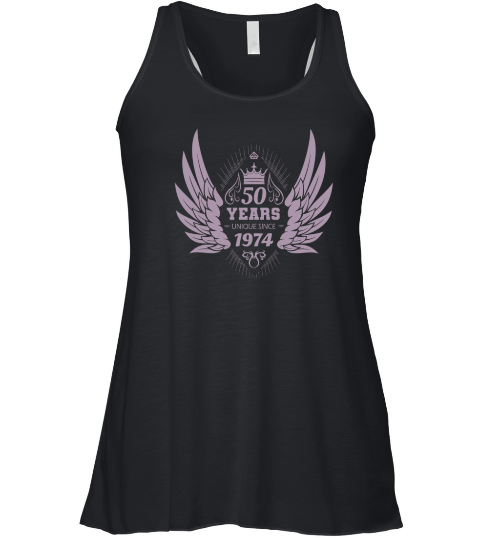 50th birthday vintage 1974 angel wings Women's Flowy Tank Top