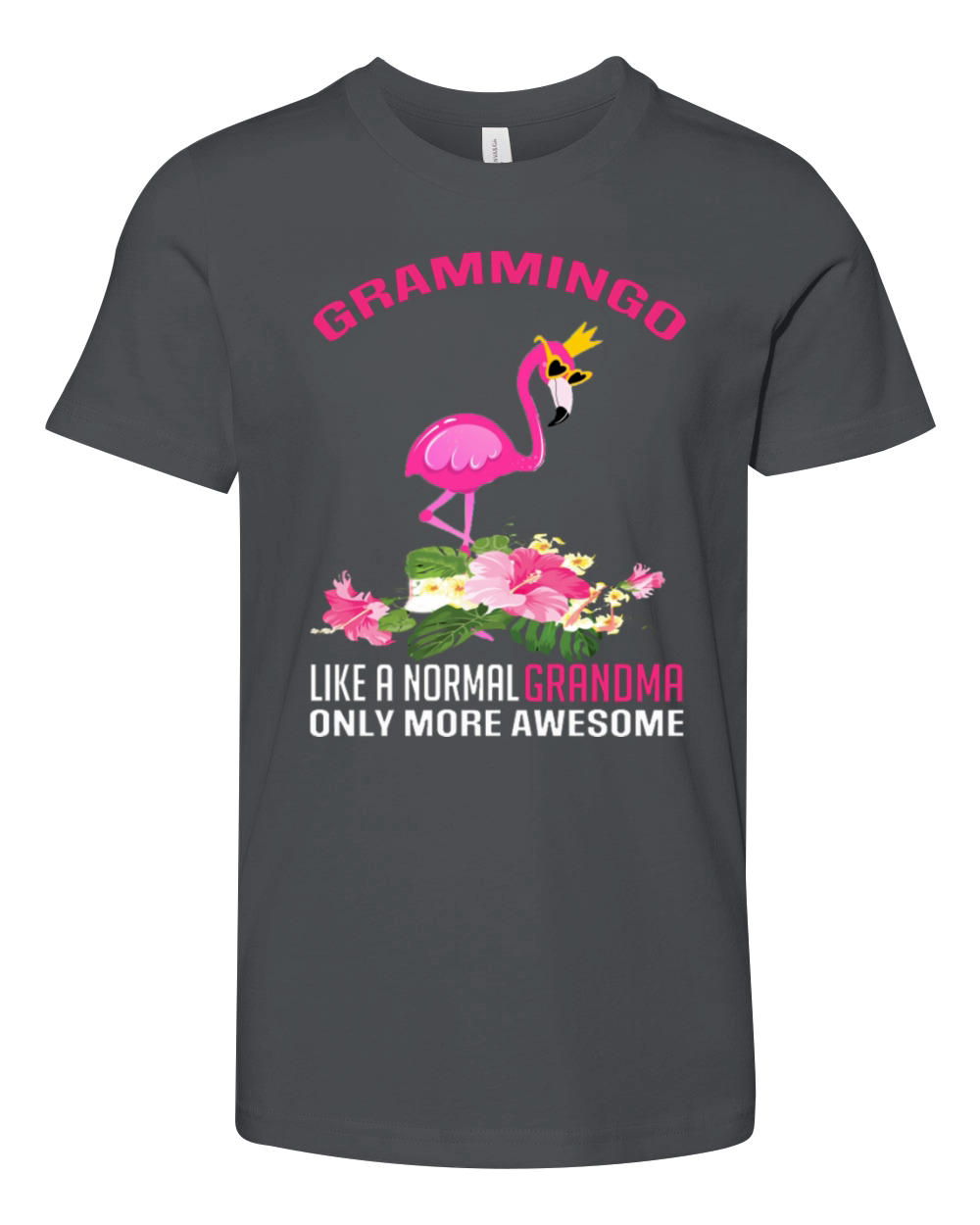 Gramingo Flamingo Like A Normal Grandma Only More Youth Unisex Jersey Tee