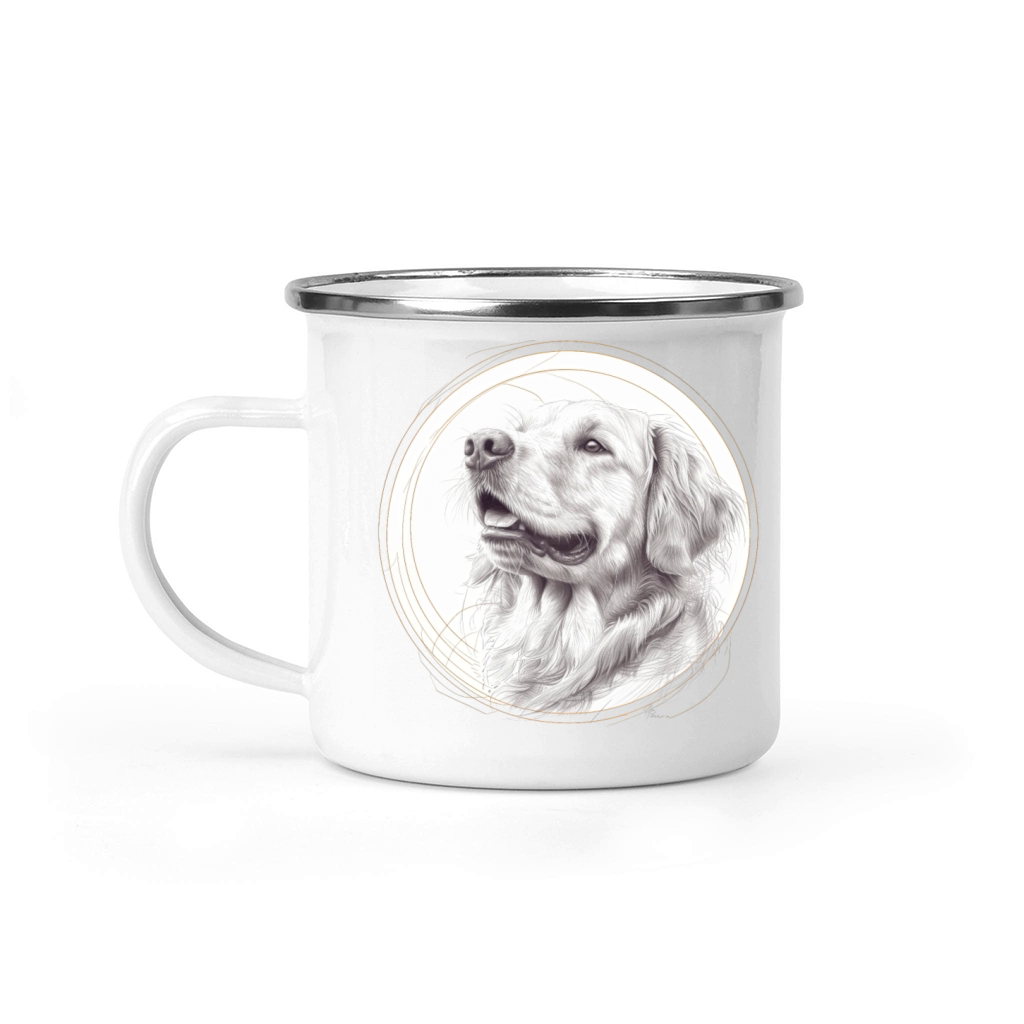 Golden retriever portrait pencil sketch Camping Mug