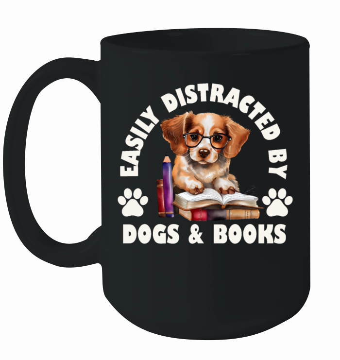 Easily Distracted By Dogs And Books Ceramic Mug