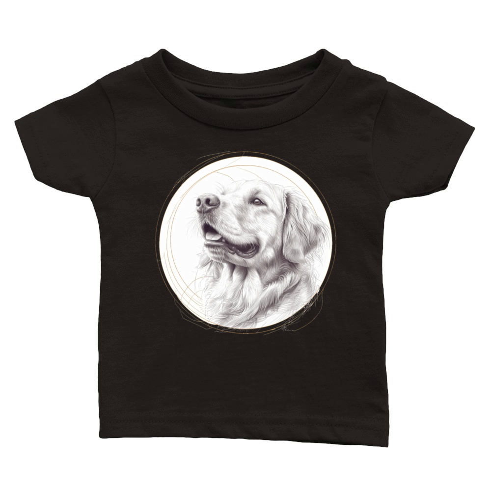 Golden retriever portrait pencil sketch Classic Baby Crewneck T-shirt