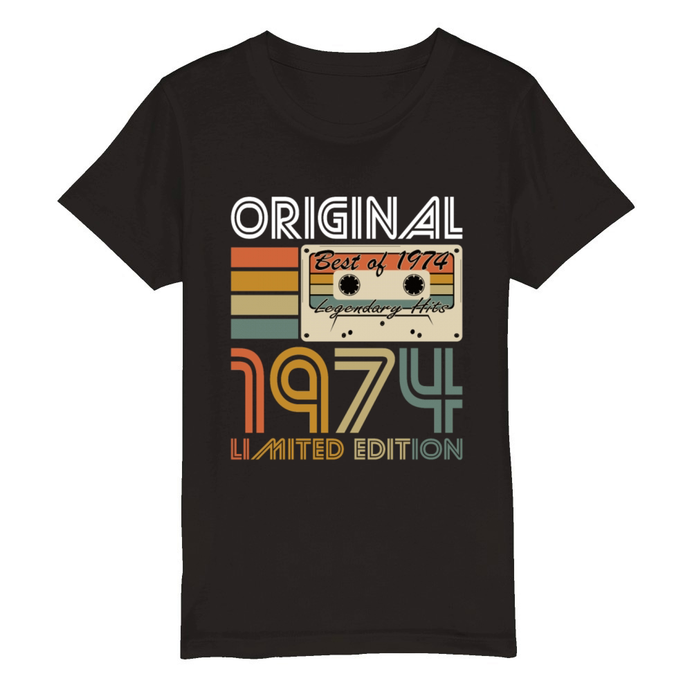 50th birthday vintage 1974 original 1974 Organic Kids Crewneck T-shirt