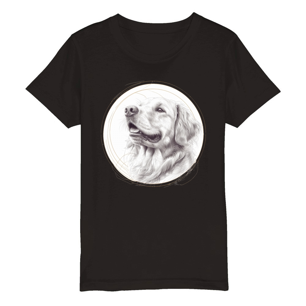 Golden retriever portrait pencil sketch Organic Kids Crewneck T-shirt