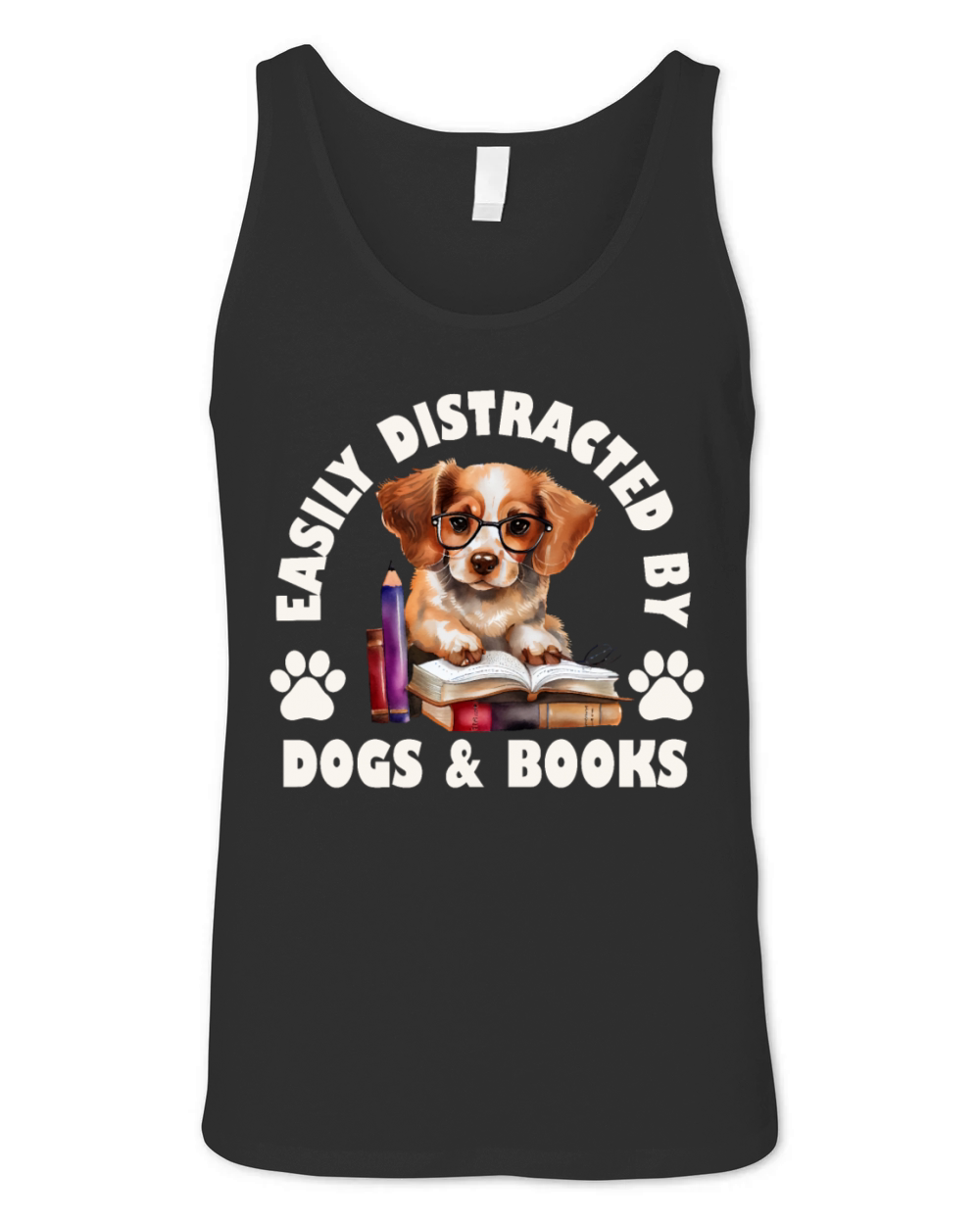 Easily Distracted By Dogs And Books Unisex Jersey Tank
