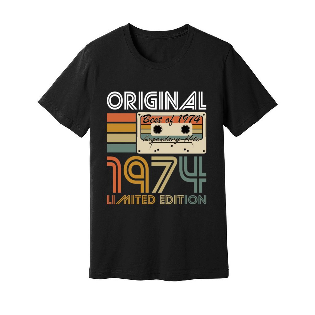 50th birthday vintage 1974 original 1974 Unisex Jersey Tee