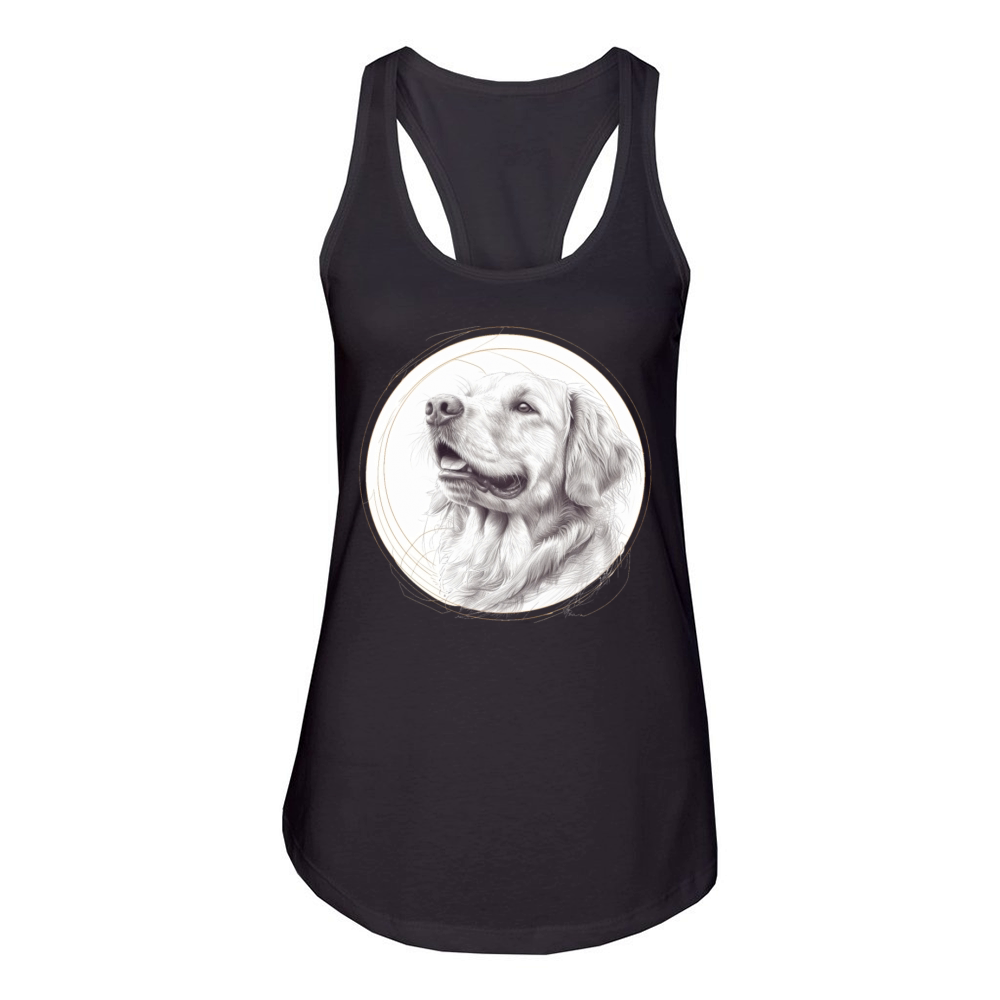 Golden retriever portrait pencil sketch Women's Racerback Tank