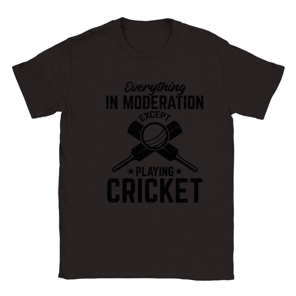 Everything in moderation except playing Cricket Classic Kids Crewneck T-shirt