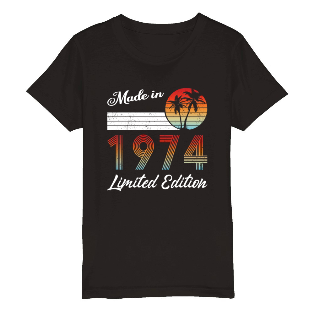 50th birthday vintage 1974 made in 1974 Organic Kids Crewneck T-shirt