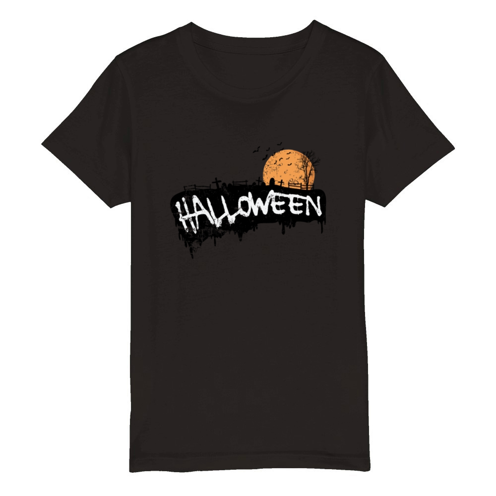Halloween Ghost Holiday Custom Organic Kids Crewneck T-shirt