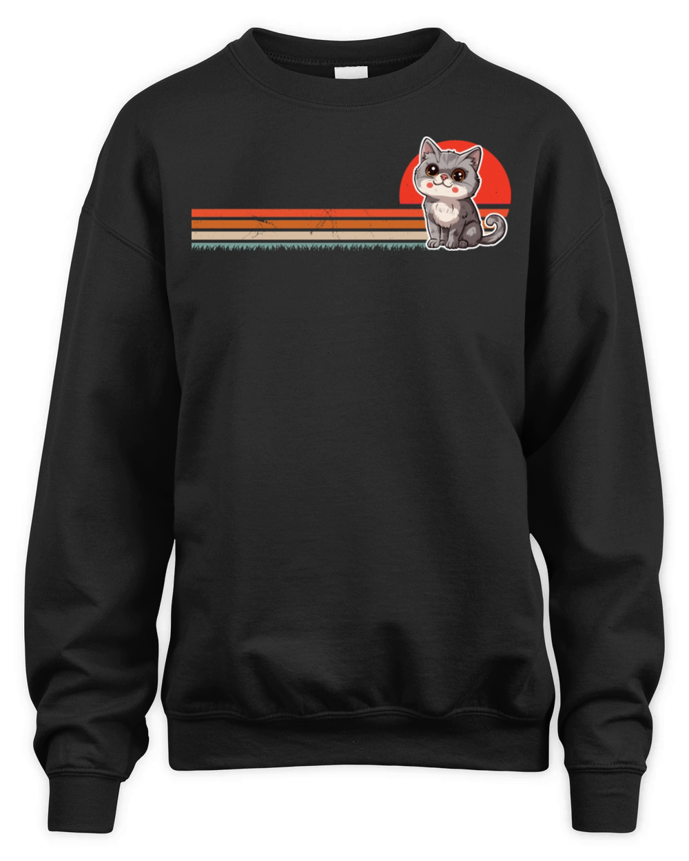 Vintage Retro Cat Cat Lover Cat Owner Cute Cat Unisex Premium Crewneck Sweatshirt