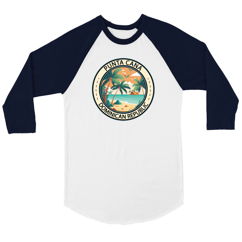 Punta Cana Dominican Republic Hut Badge Unisex ¾ sleeve Raglan T-shirt