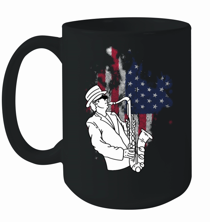 Saxophone American Flag Instrumentalist Gift Ceramic Mug