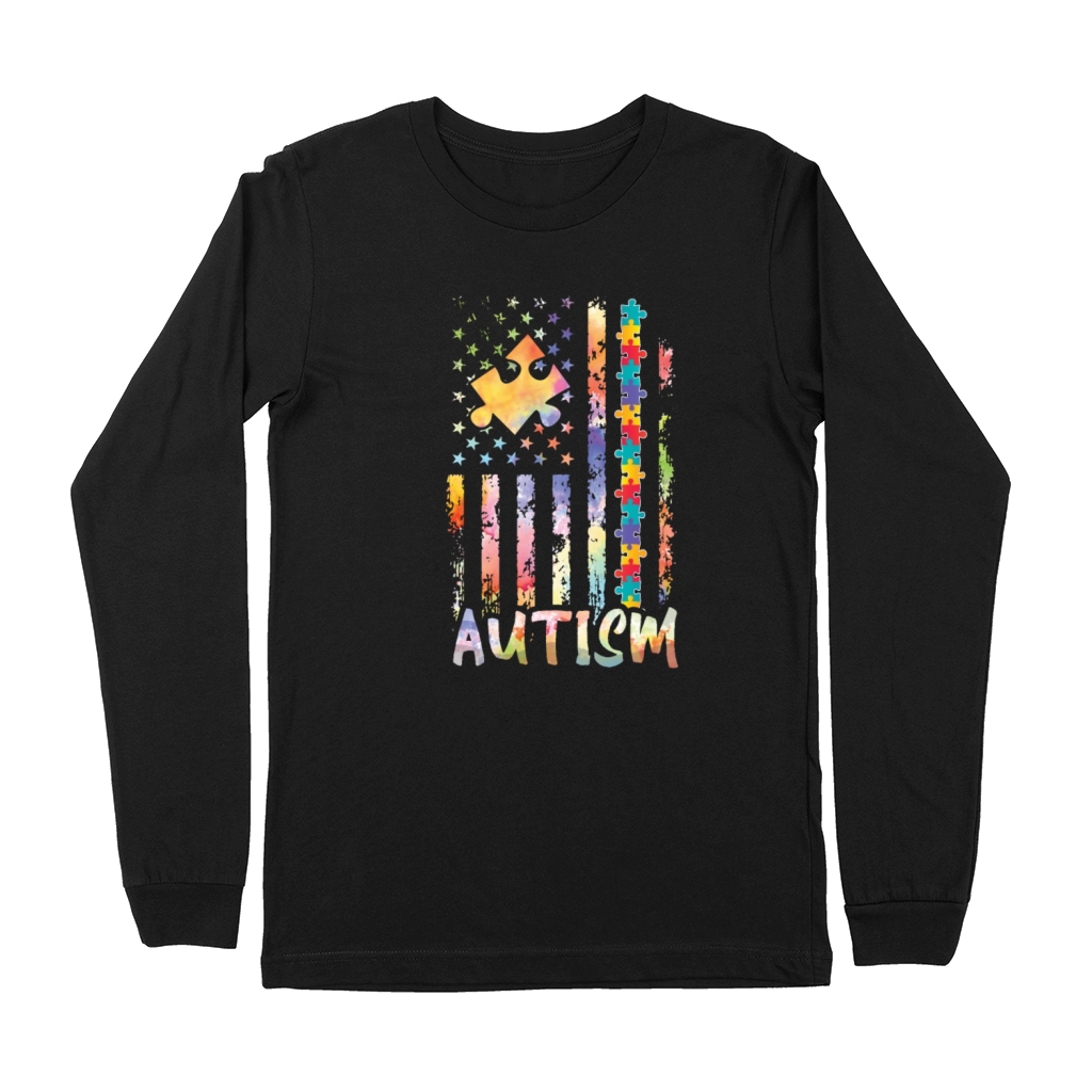 Autism Flag Colorful Puzzle Autism Awareness Premium Long Sleeve