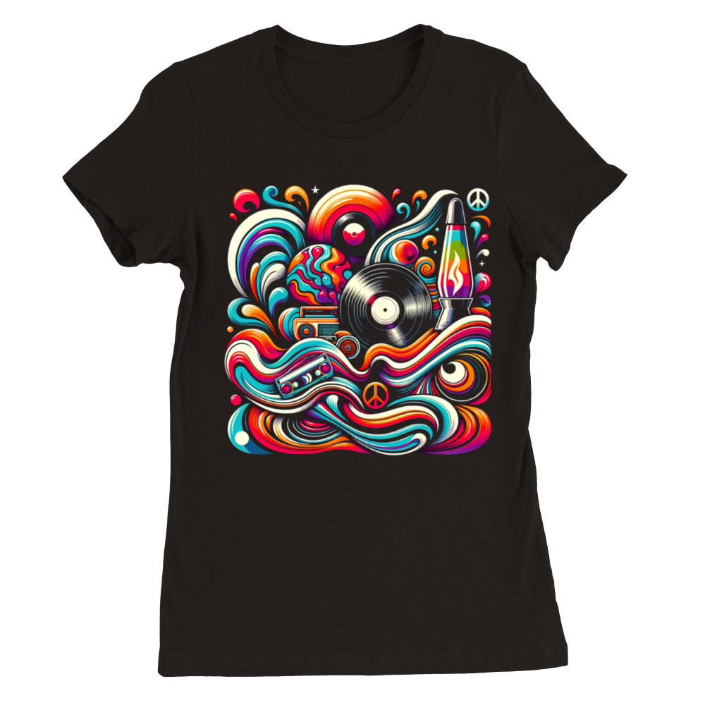 Retro Swirl Vibes Premium Womens Crewneck T-shirt