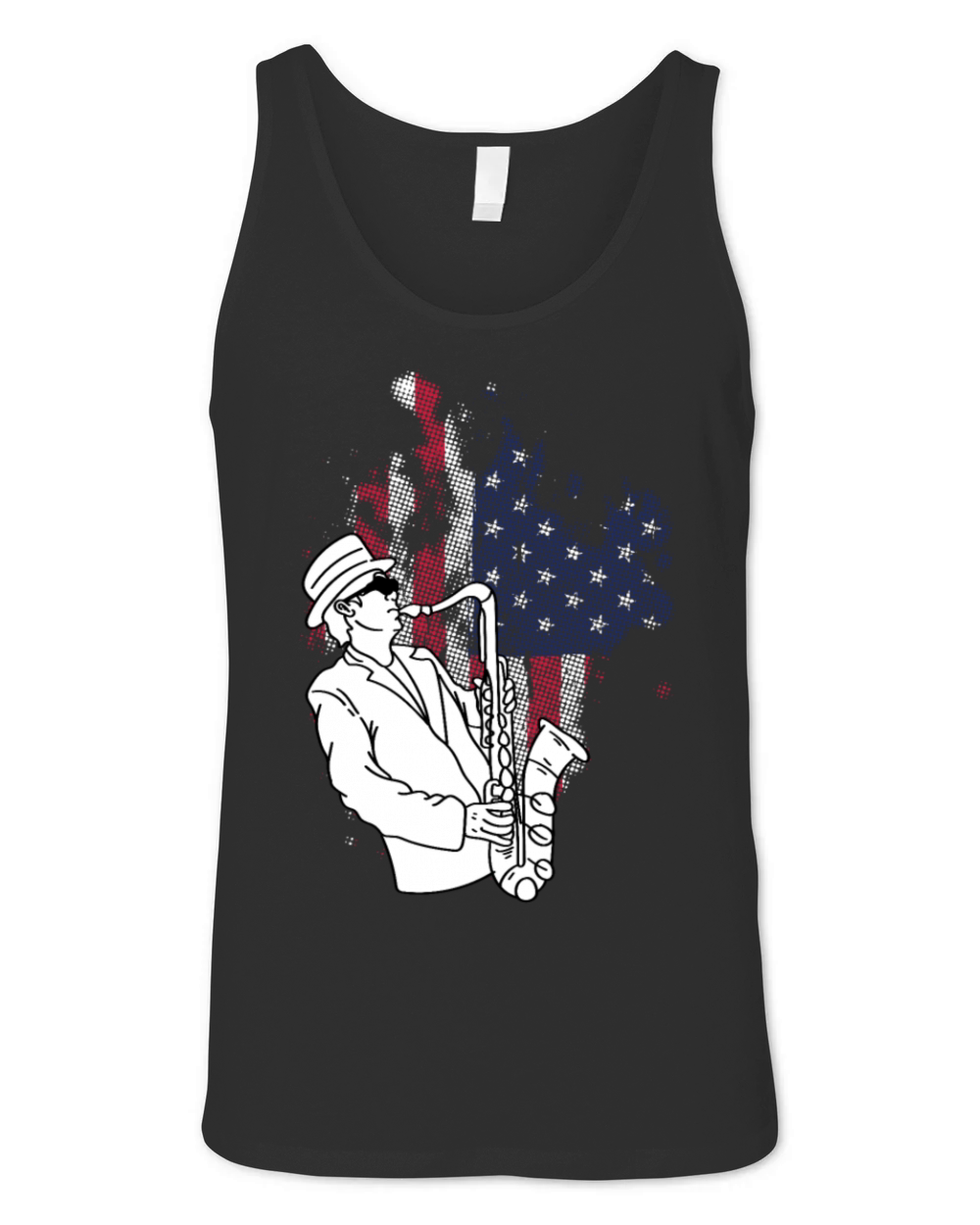 Saxophone American Flag Instrumentalist Gift Unisex Jersey Tank