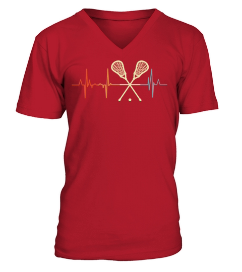 Vintage Lacrosse Heartbeat V-Neck T-shirt