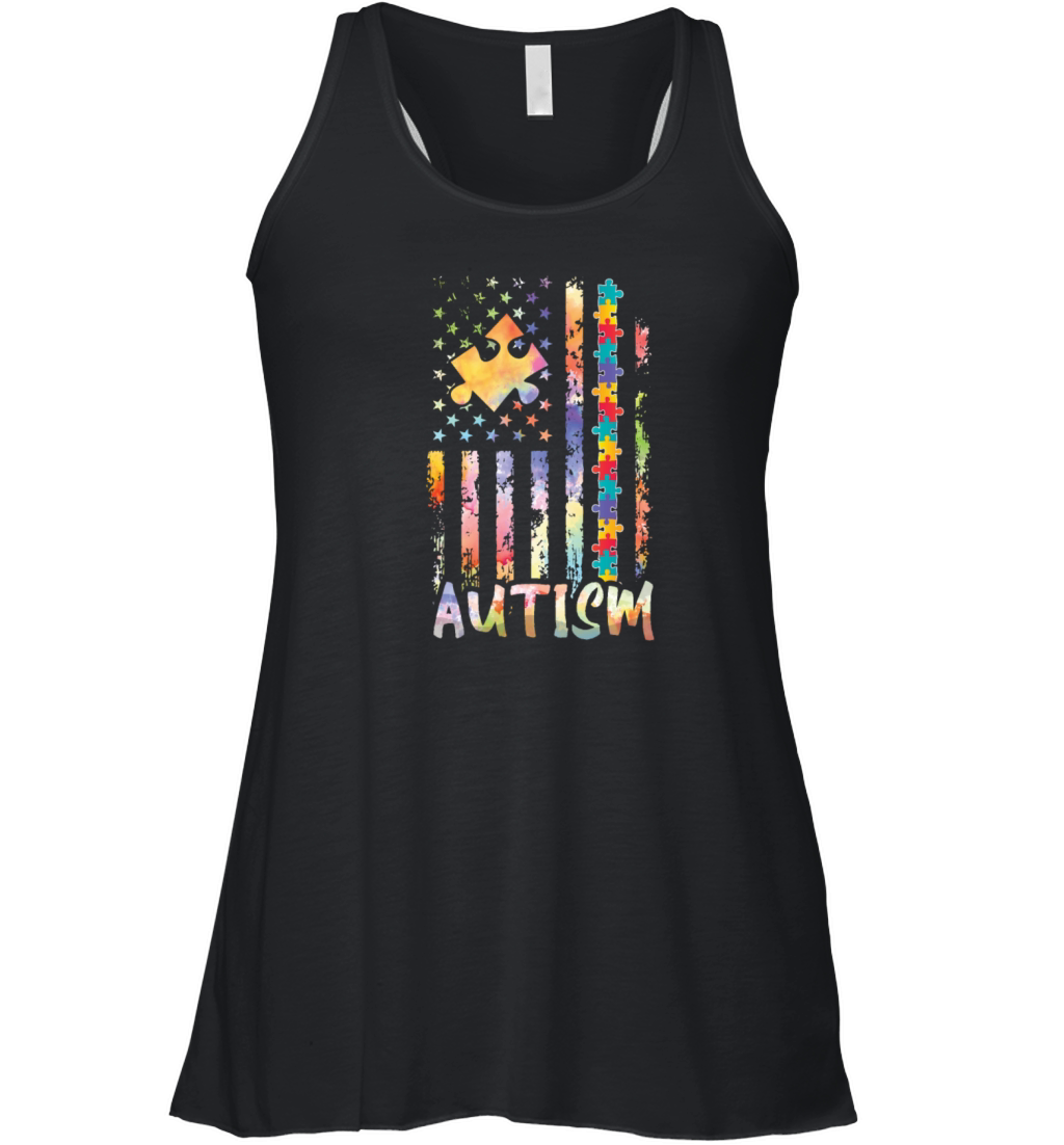 Autism Flag Colorful Puzzle Autism Awareness Women's Flowy Tank Top