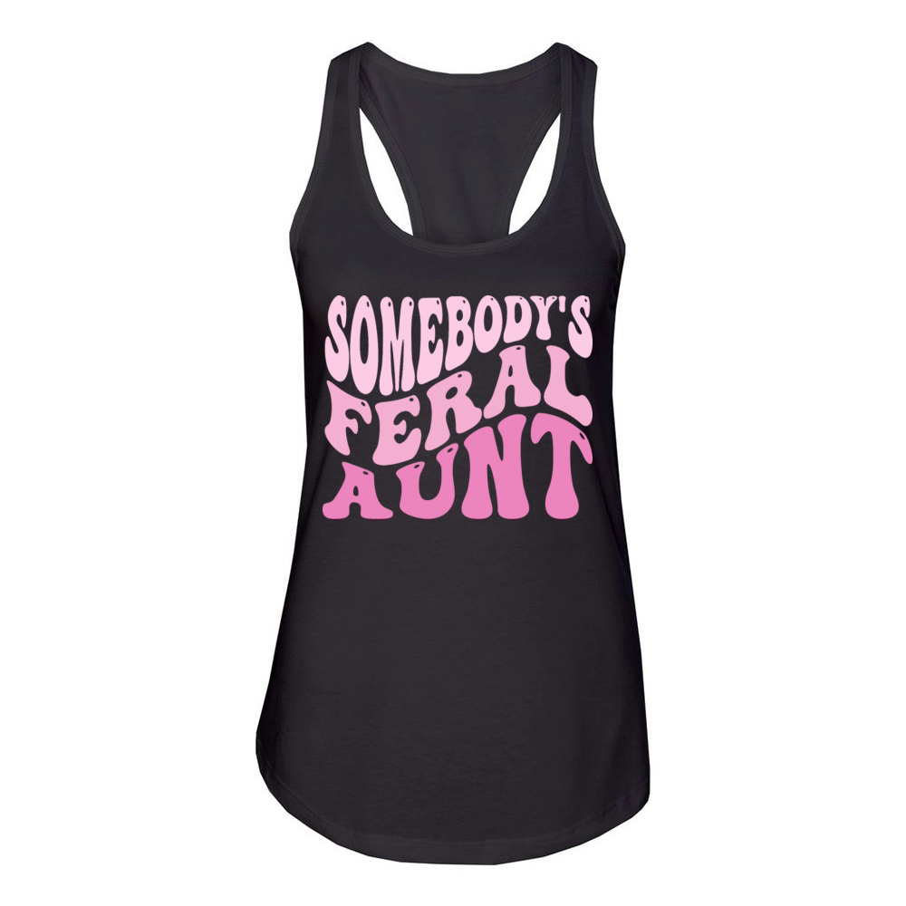 Groovy Somebodys Feral Aunt Women's Racerback Tank