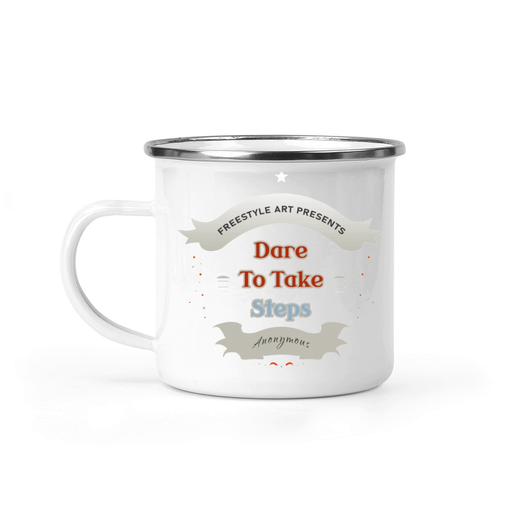 Dare to Take Steps Badge Typography Camping Mug