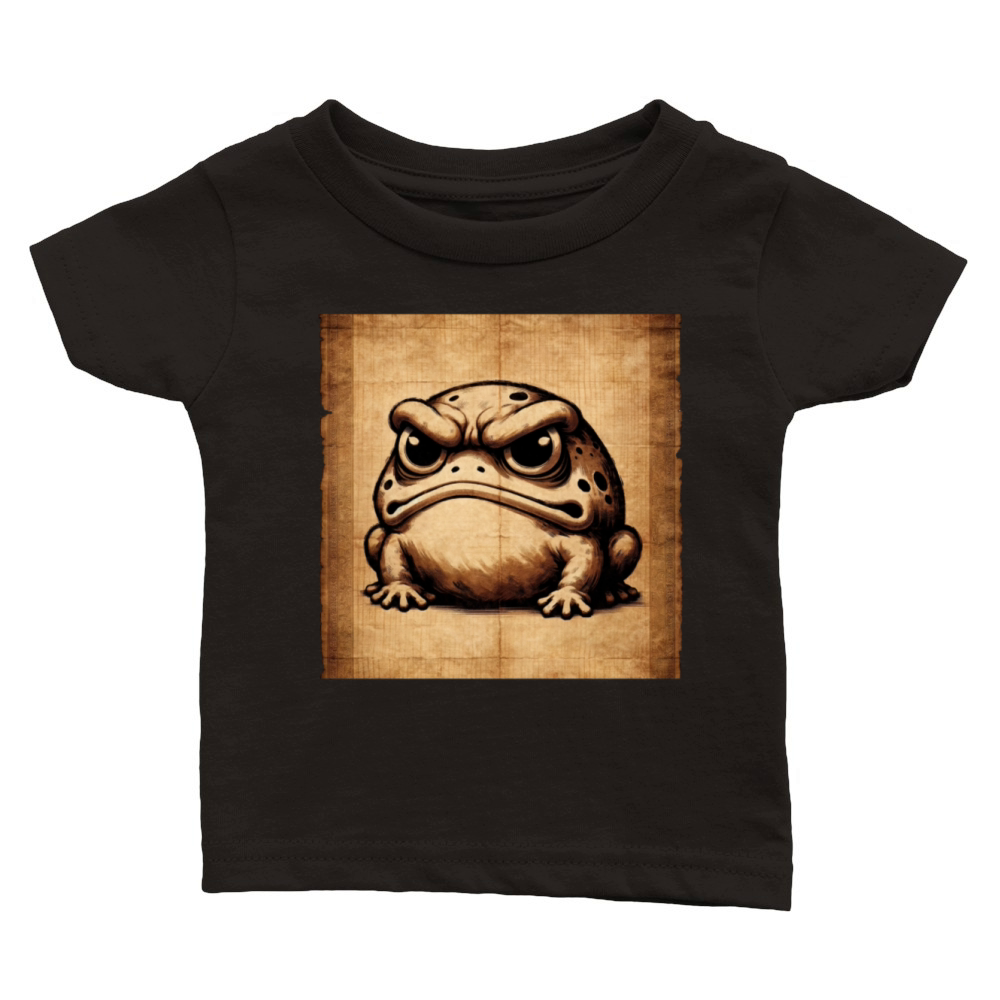 Classic Grumpy Frog Scenery Papyrus Scroll Classic Baby Crewneck T-shirt
