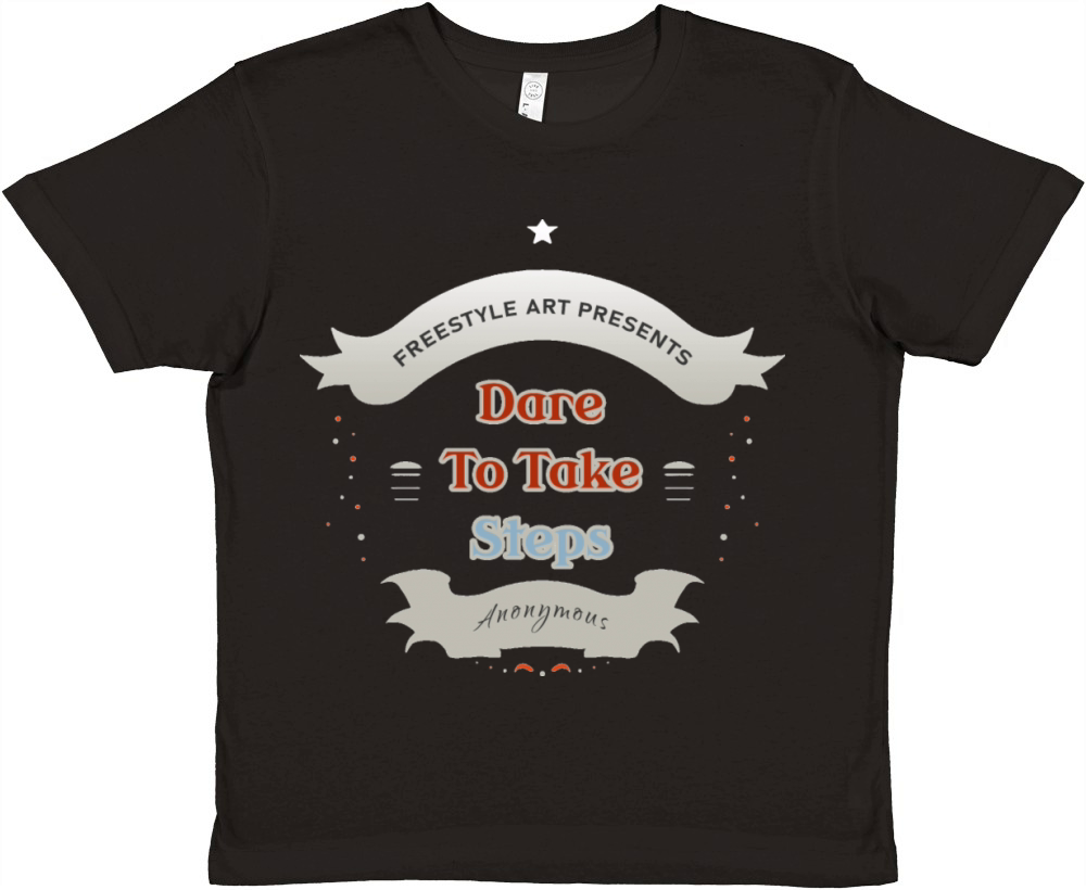 Dare to Take Steps Badge Typography Premium Kids Crewneck T-shirt