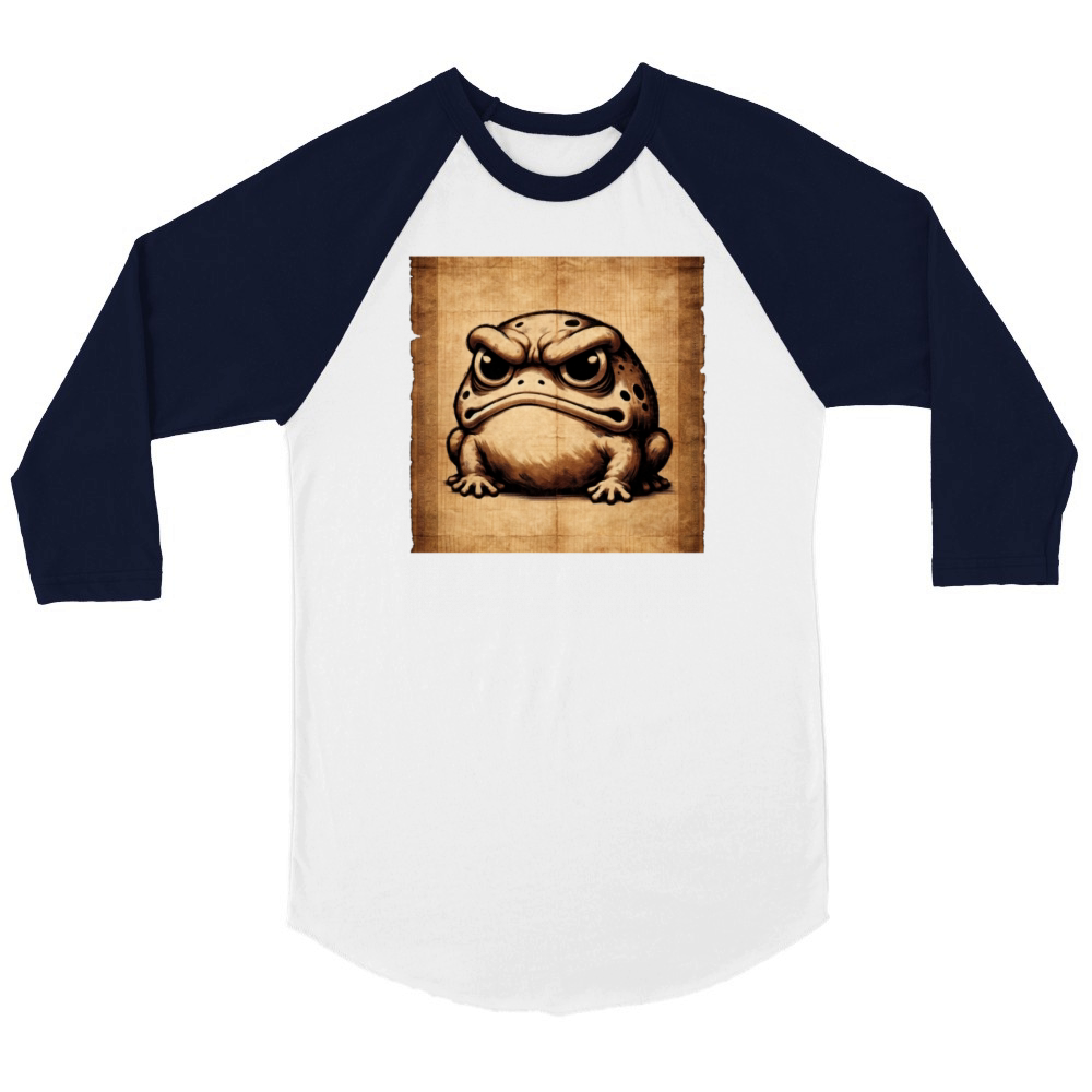 Classic Grumpy Frog Scenery Papyrus Scroll Unisex ¾ sleeve Raglan T-shirt