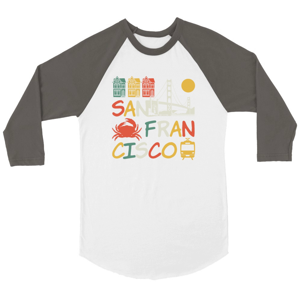 San Francisco California Souvenir Gift Unisex ¾ sleeve Raglan T-shirt