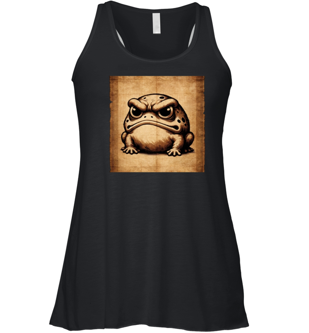 Classic Grumpy Frog Scenery Papyrus Scroll Women's Flowy Tank Top