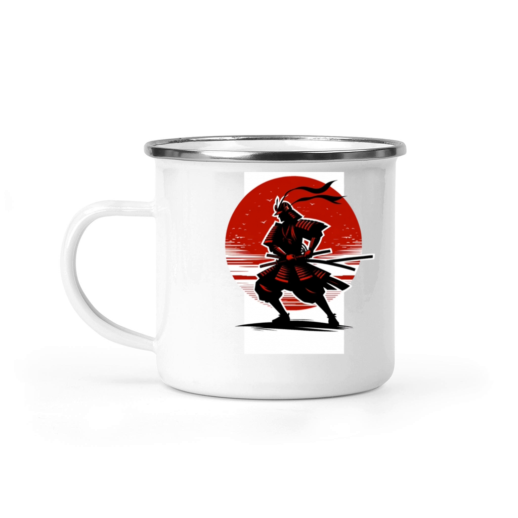 Japanese Samurai Silhouette Vintage Fighter Retro Camping Mug