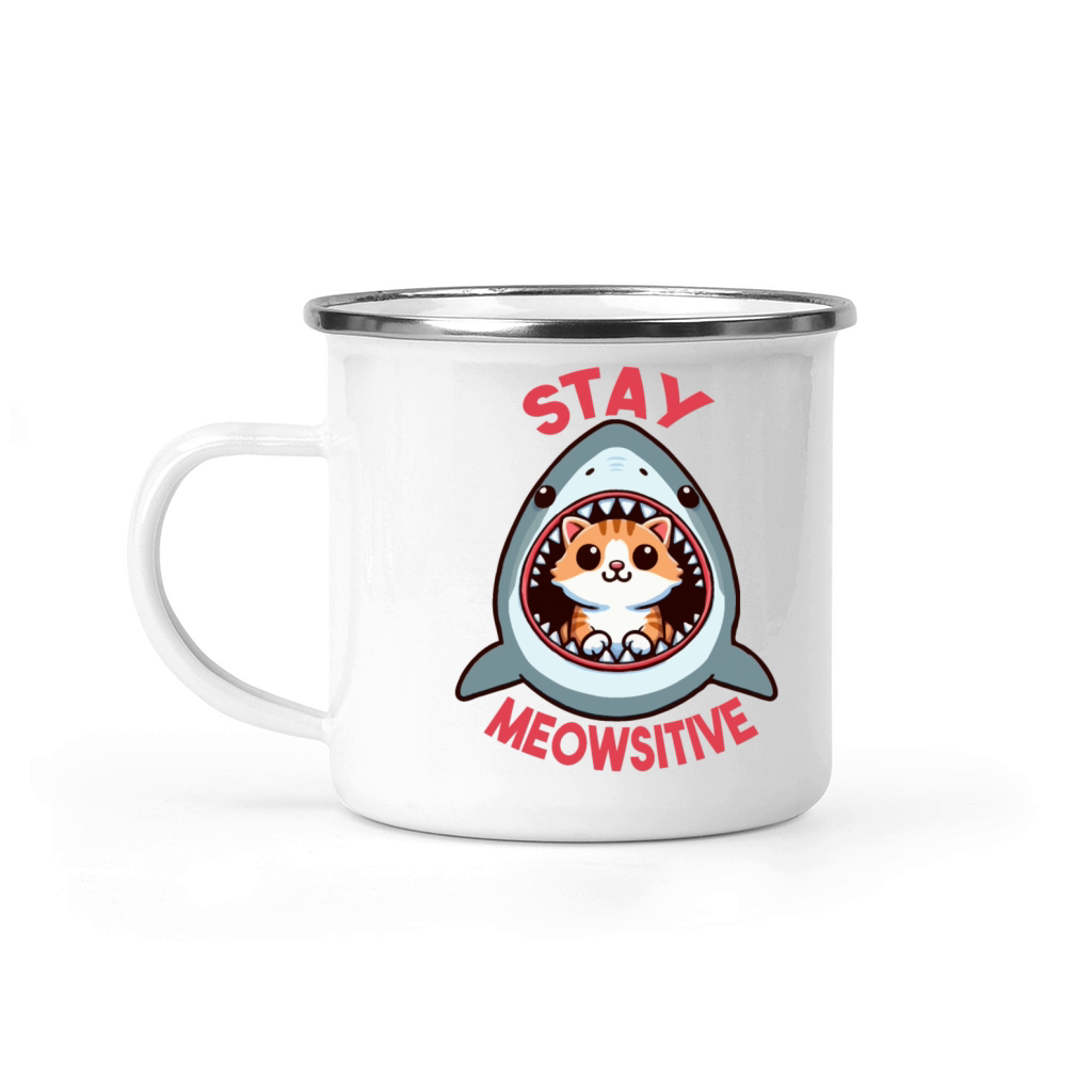 Stay Meowsitive Cat Camping Mug