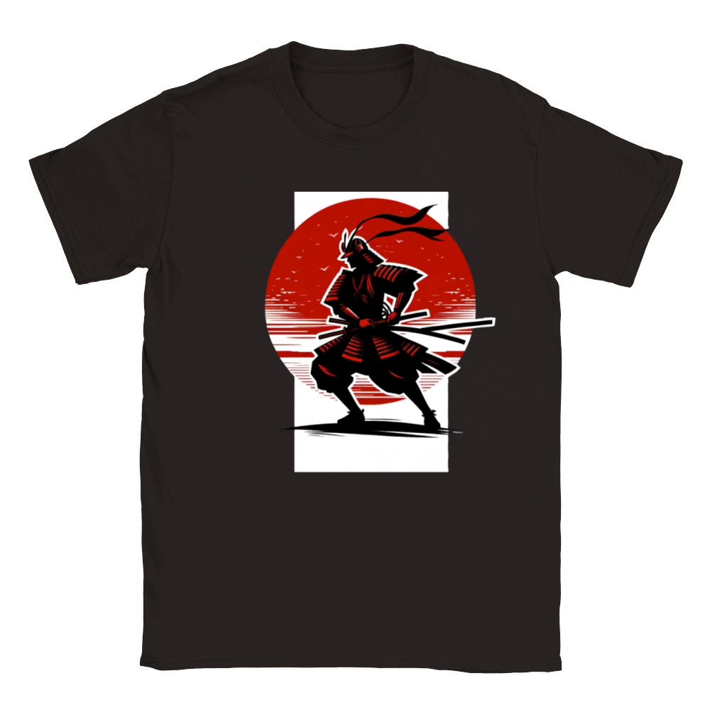 Japanese Samurai Silhouette Vintage Fighter Retro Classic Kids Crewneck T-shirt