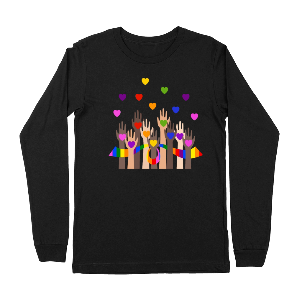 Gay Pride Clothing LGBT Rainbow Flag Heart Unity Premium Long Sleeve