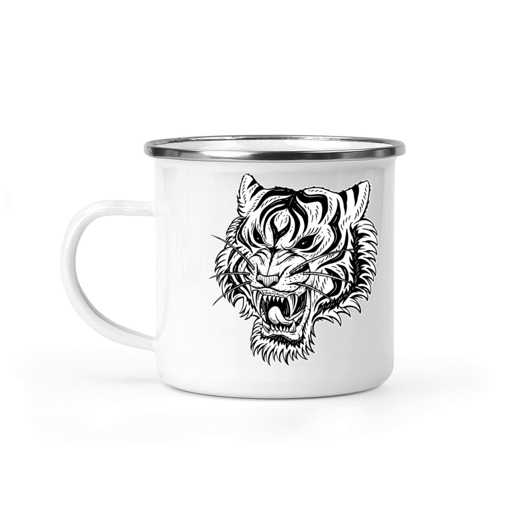 Dark Angry Tiger Sideview Camping Mug